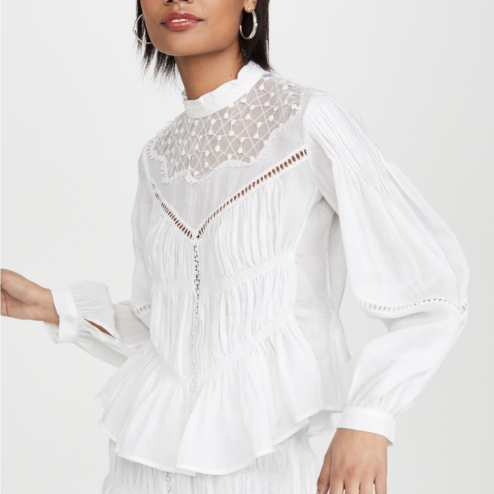 Isabel Marant White Lace Gauze Blouse